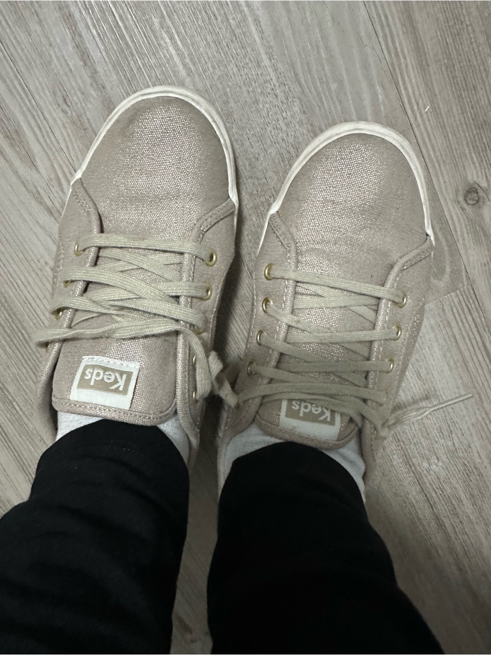 Keds Lace-Up Sneakers in Champagne Metallic